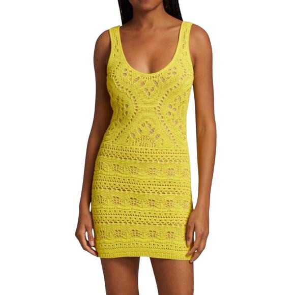 Vibrant Yellow Rachel Zoe Crochet Tank Bodycon Dress, Parties, Cocktails NWT XL - Picture 7 of 12